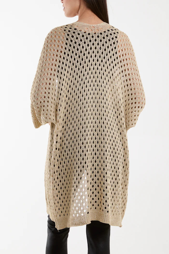 CROCHET 3/4 SLEEVE LONG CARDIGAN