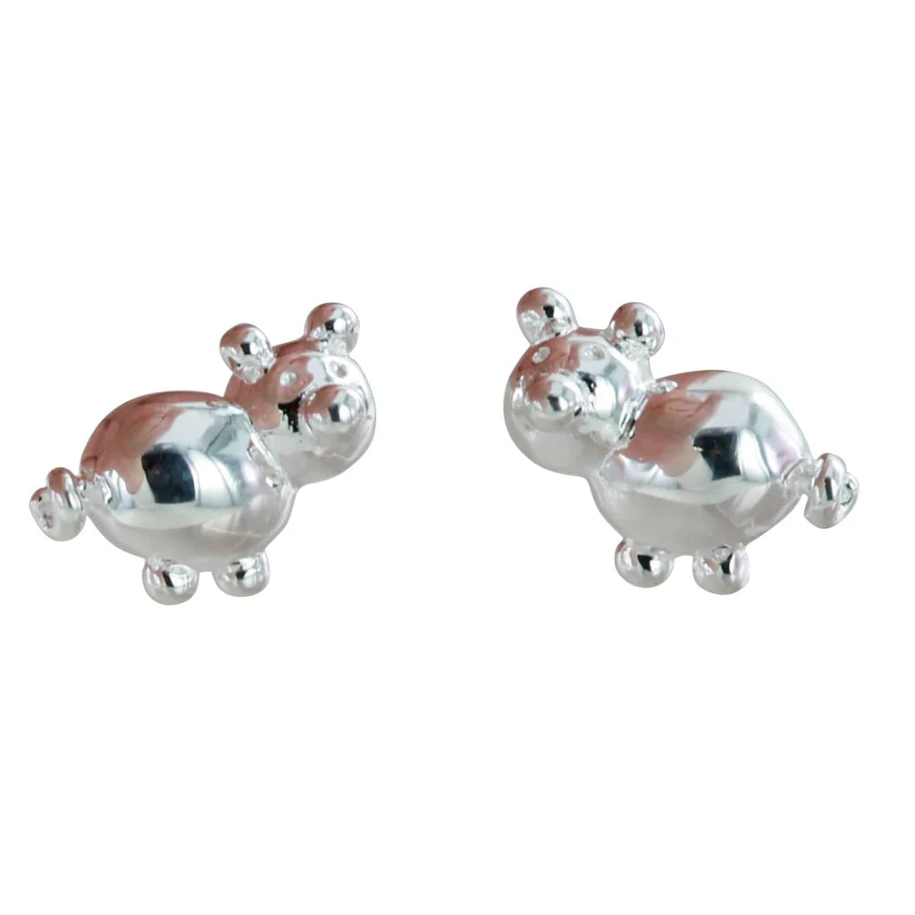 STERLING SILVER BALLOON DESIGN PIG STUD EARRINGS