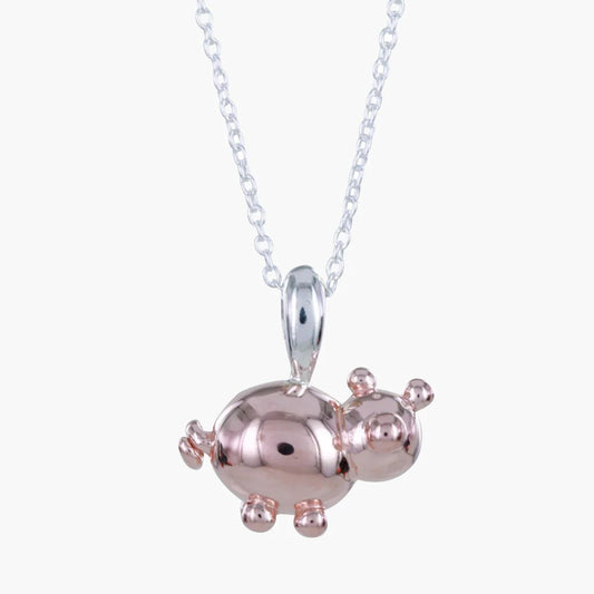 STERLING SILVER AND ROSE GOLD PLATE BALLOON PIG NECKLACE