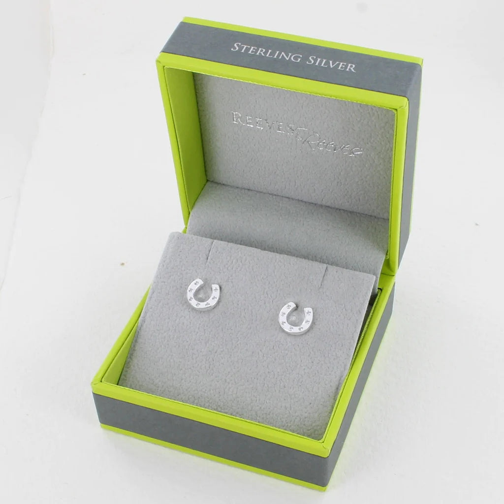 STERLING SILVER PAVÉ HORSESHOE STUD EARRINGS