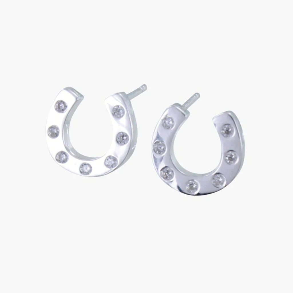 STERLING SILVER PAVÉ HORSESHOE STUD EARRINGS