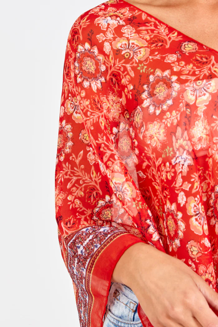 ORIENTAL FLORAL PRINT KAFTAN