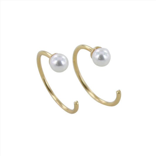 CRESCENT PEARL STERLING SILVER HOOP EARRINGS