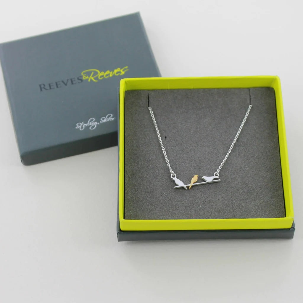 STERLING SILVER BIRD ON A WIRE NECKLACE