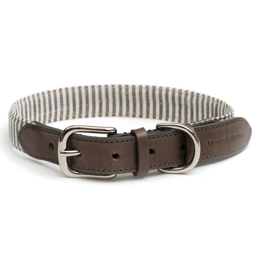 Charcoal Stripe / Brown Leather